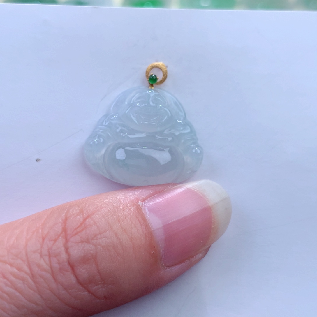 翡翠吊坠(不含链)18K金镶嵌