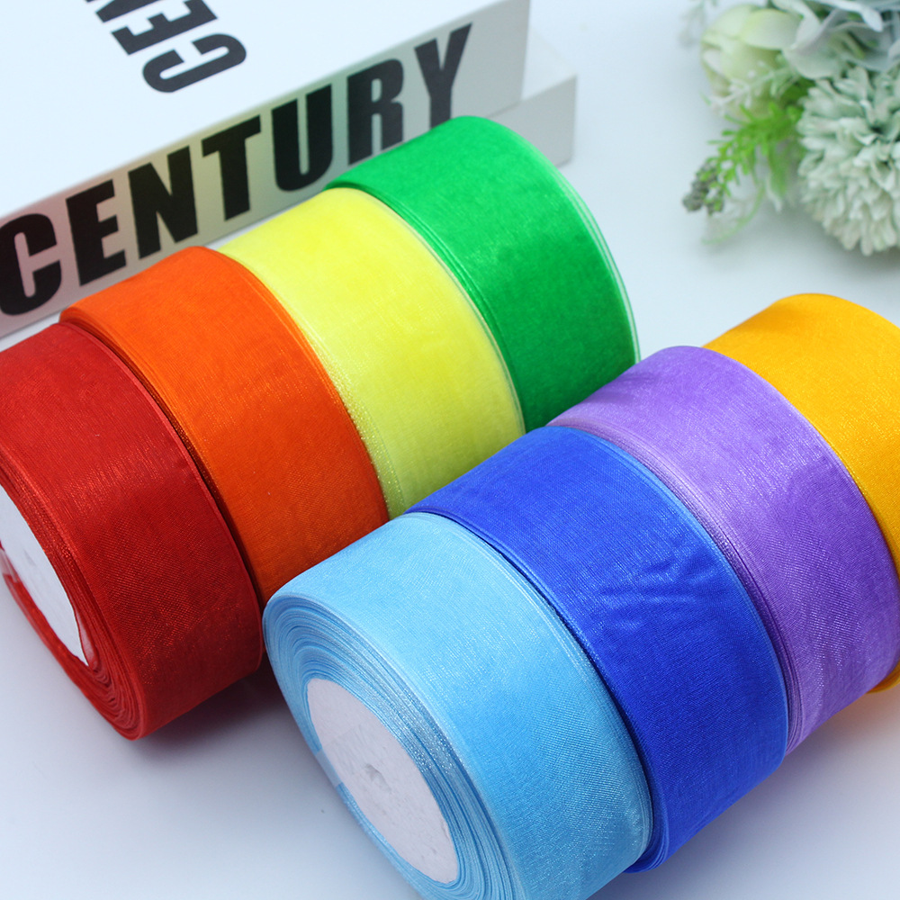 4cm雪纱带蝴蝶结diy雪纺纱蛋糕礼品包装手工玫瑰花康乃馨彩纱带