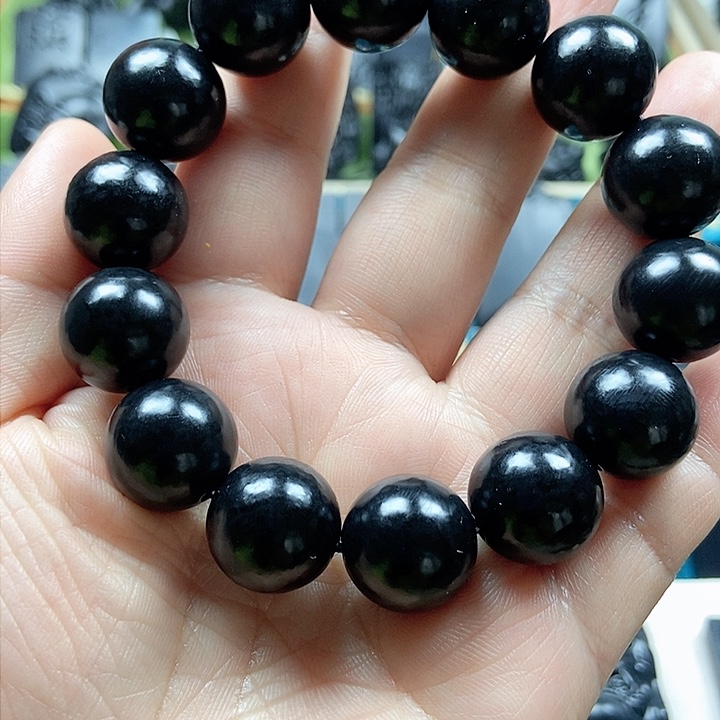 和田玉和田玉墨玉手串未镶嵌幸**好