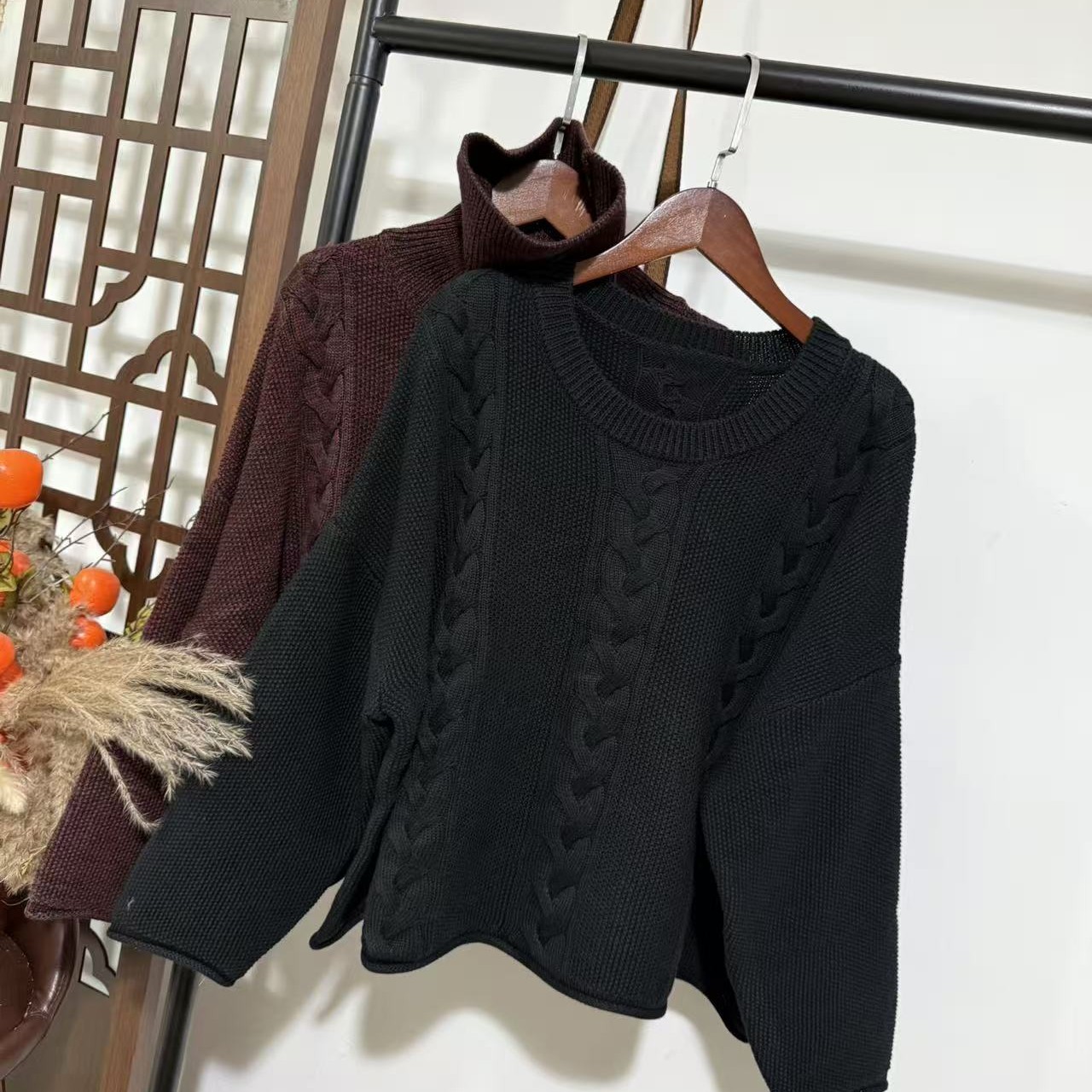 麻花辫套头针织衫（衣长55胸围142）