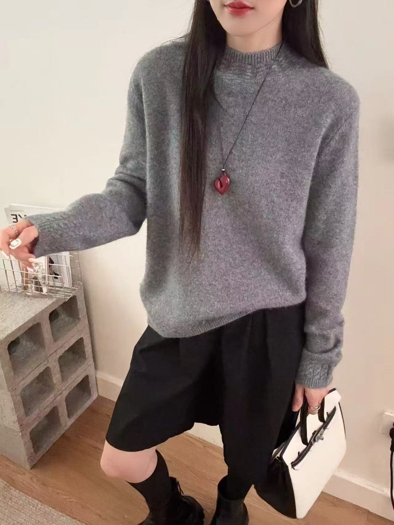 量体定制 百分百纯山羊绒衫 正品洪叶云台山羊绒纱线26支/2 