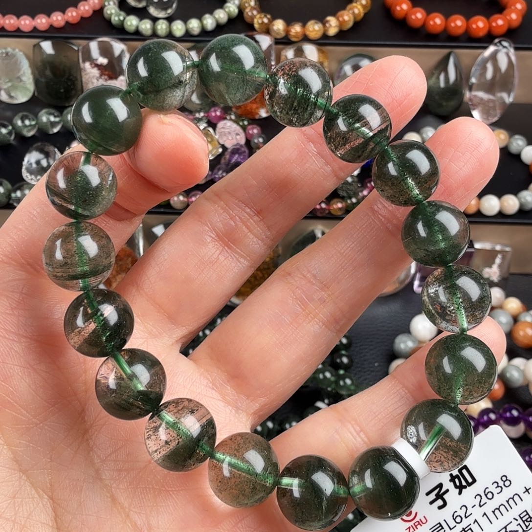 水晶手链未镶嵌天然绿幽灵步步高升千层