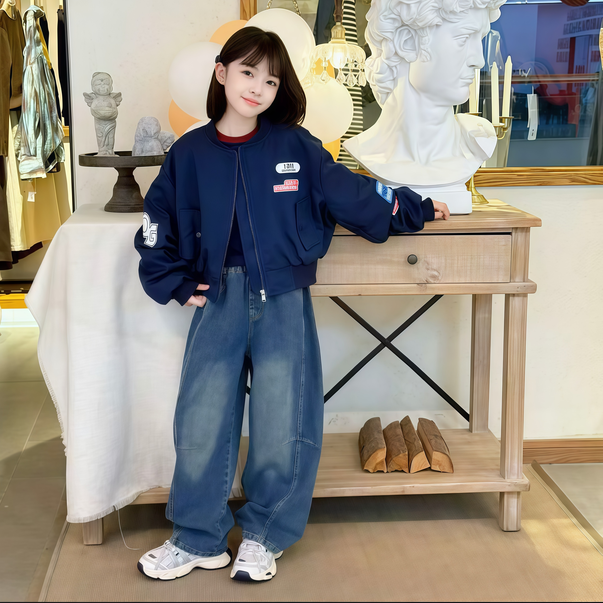 女童洋气时髦短款棒球服外套2025潮酷女孩秋装夹克儿童拉链衫外套