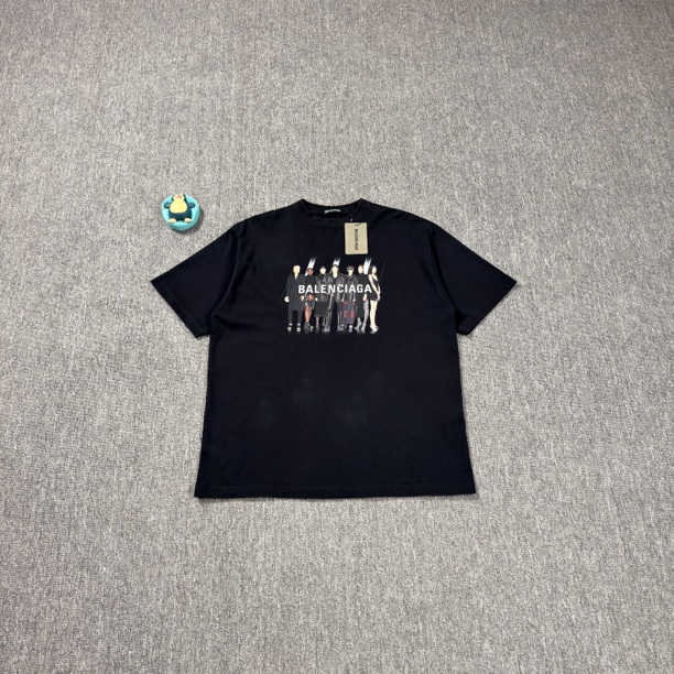 未使用 Balenciaga/巴黎世家 黑色乐队图案短袖/L码