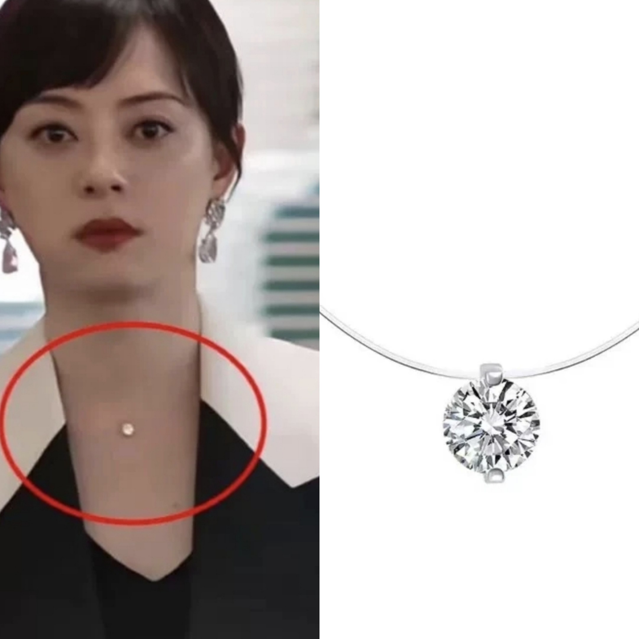 钛钢项链 莫桑坠链女士小众颈链素款