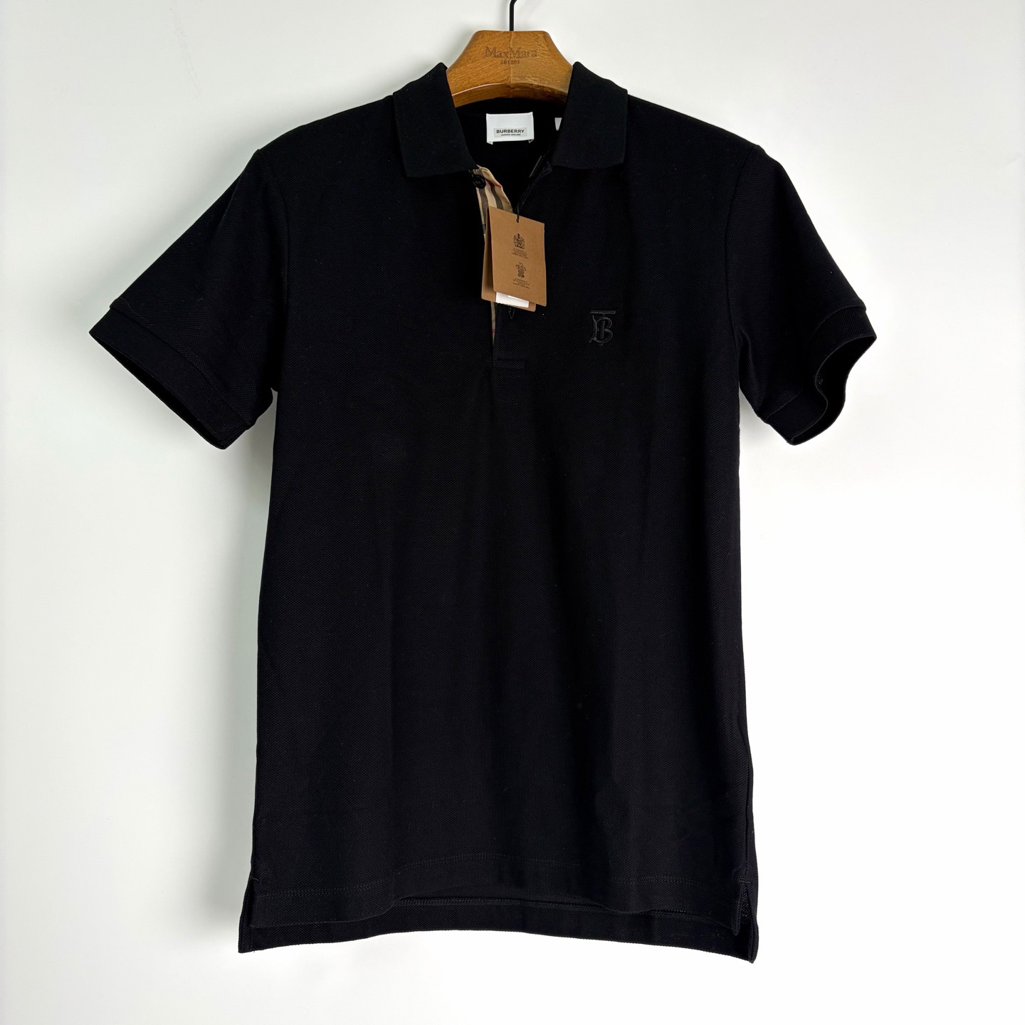 未使用 BURBERRY/博柏利 xs码 黑色Polo领短袖衫 全新带吊 bz0776