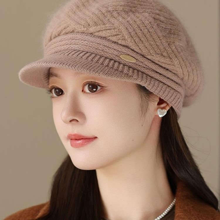 短檐女时尚极简风保暖韩版中年妇女帽子轻奢风画家