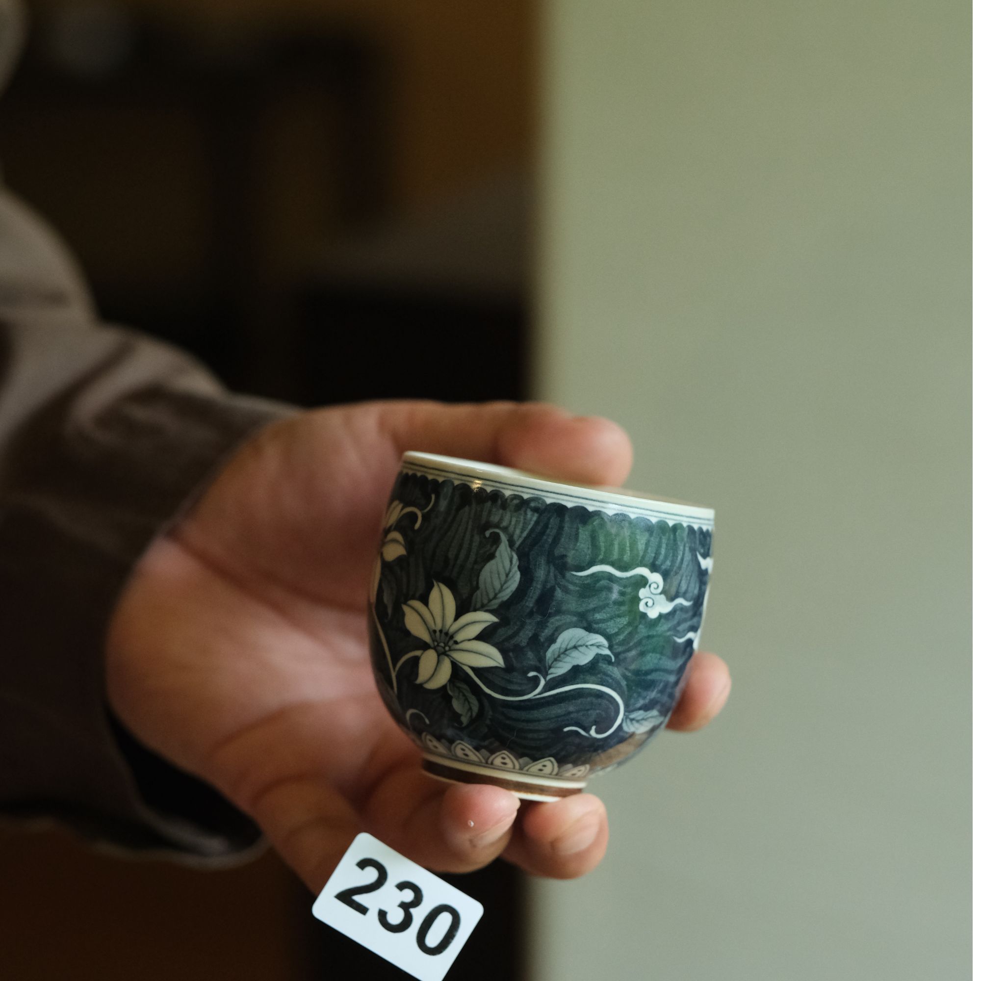 230号 等于堂柴烧青花手绘主人杯 一物一拍