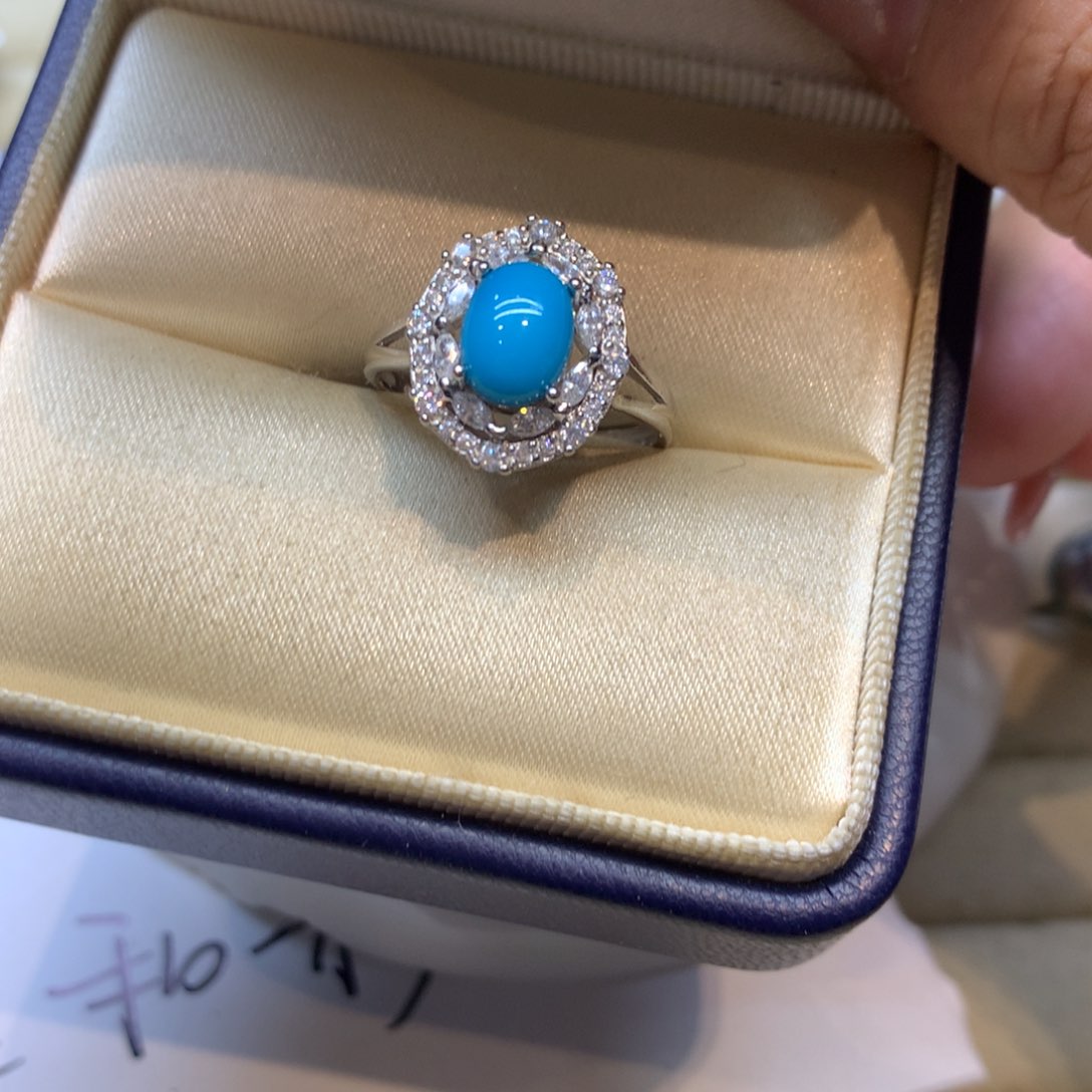 银S925镶嵌绿松石戒指