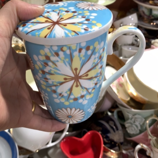 瓷片陶瓷盖杯容量400毫升