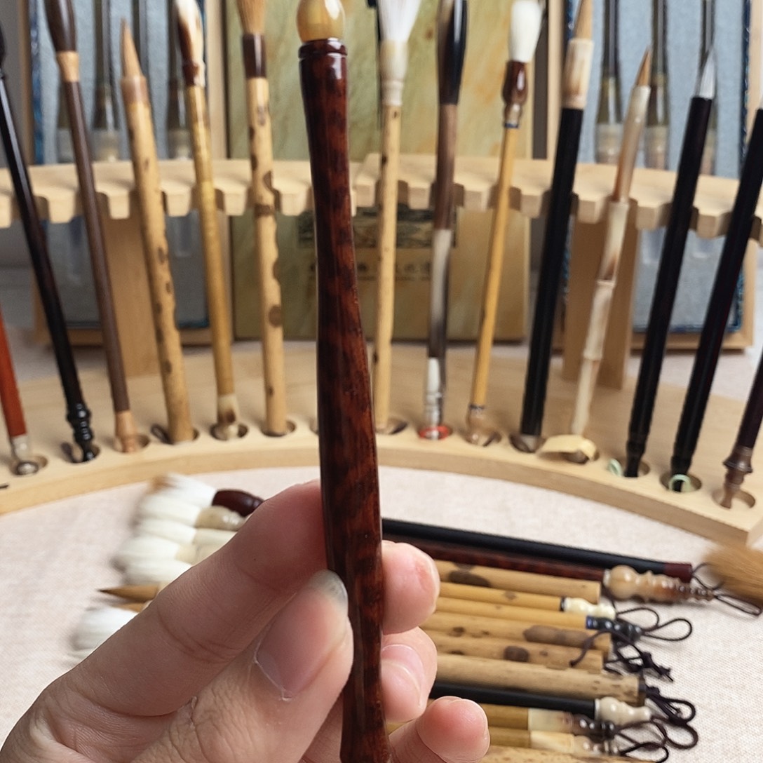 蛇纹木黑尖紫毫小楷羊角笔顶