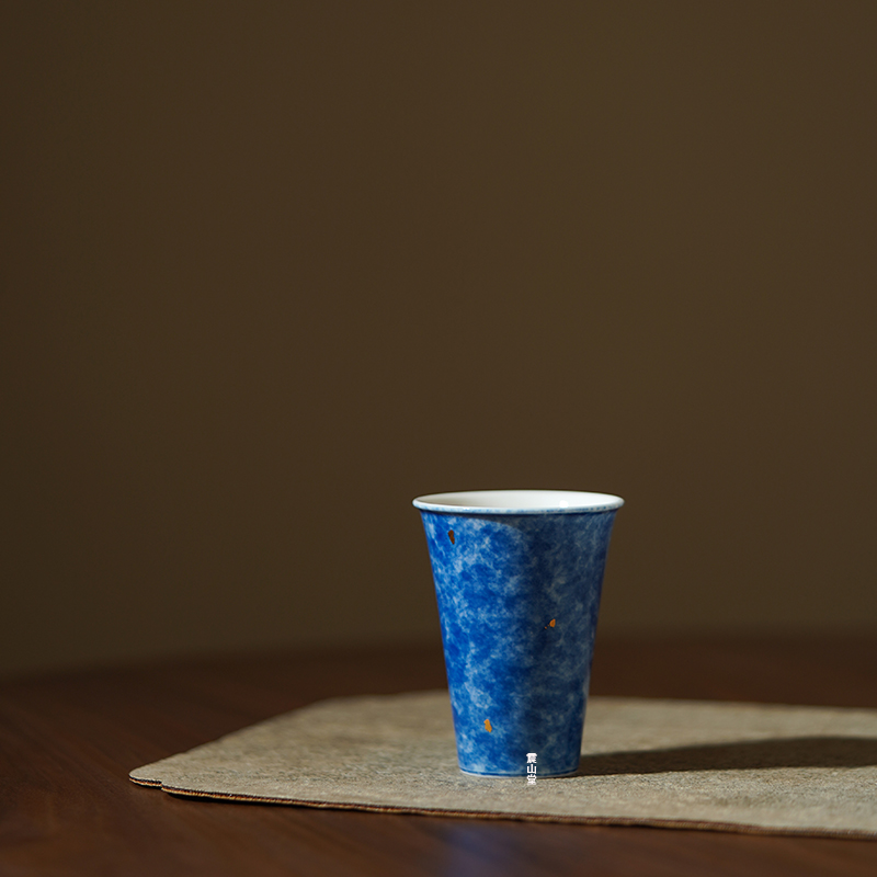 震山堂手工茶杯景德镇洒蓝釉主人杯单个精致创意品茗杯薄胎杯子
