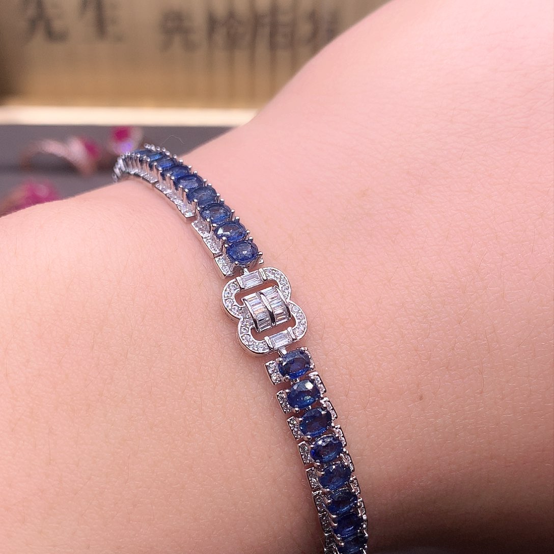 蓝宝石手链银S925镶嵌