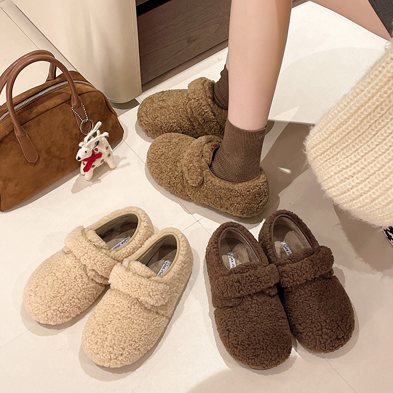 毛毛鞋女外穿加绒勃肯鞋2024新款冬季玛丽珍豆豆鞋保暖晚晚鞋棉鞋