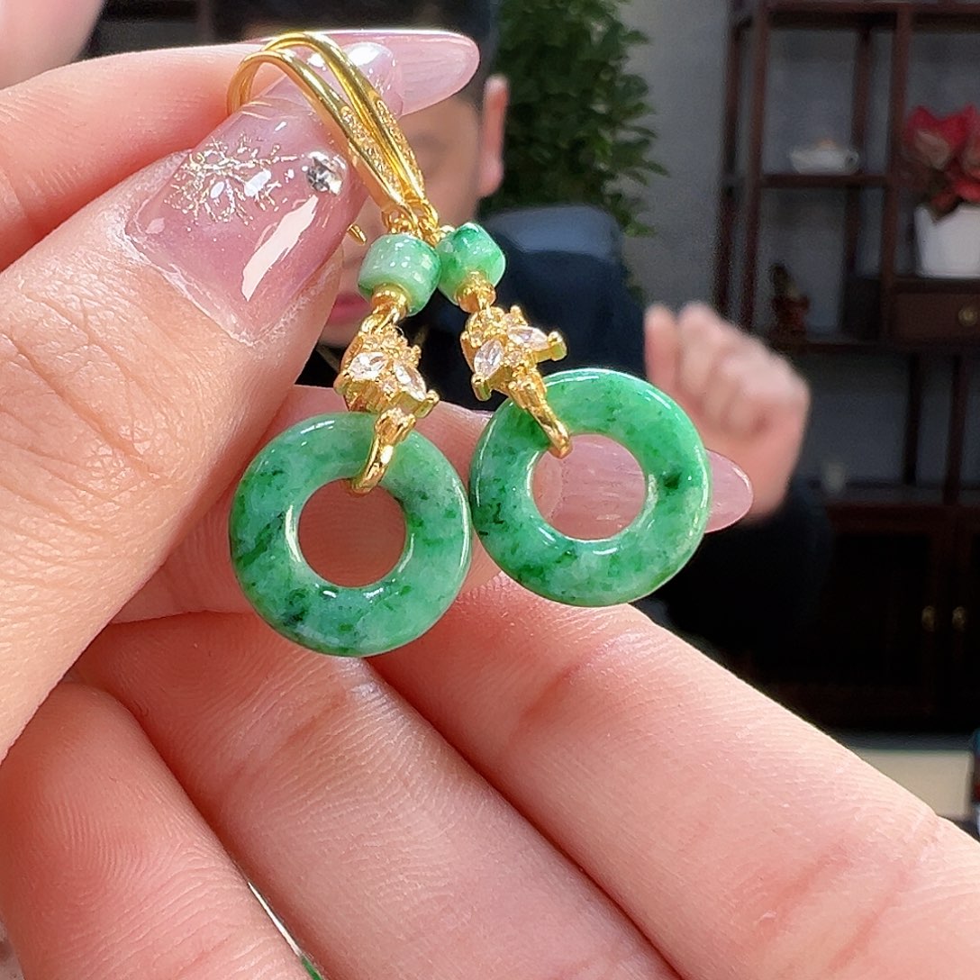 翡翠耳饰银S925镶嵌耳环7