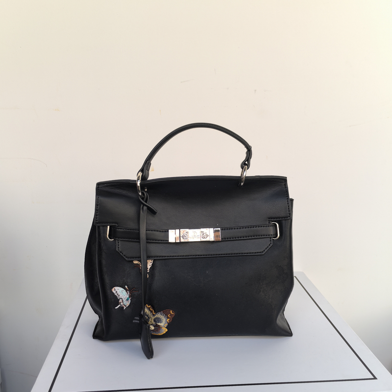 2025新款蝴蝶刺绣手提轻奢女包6977黑色-02