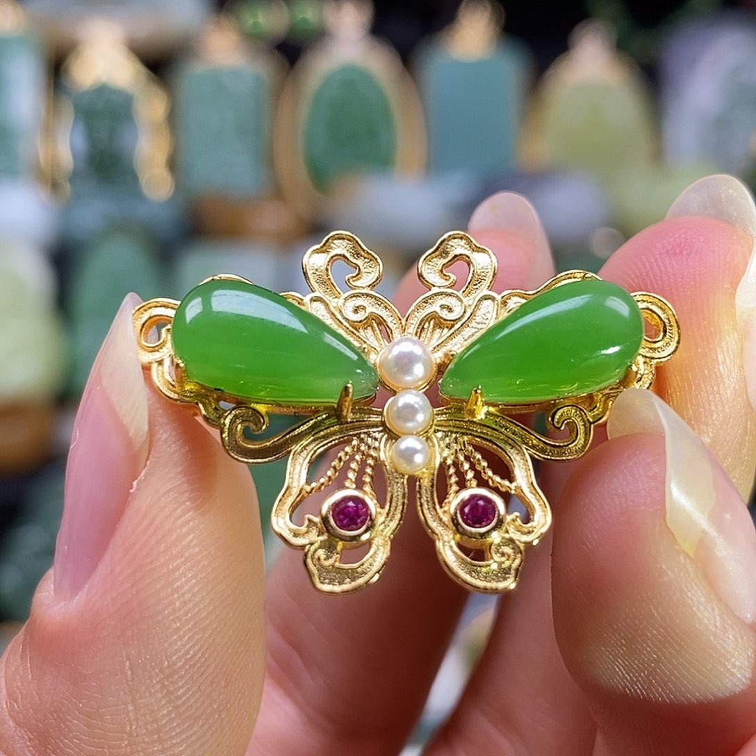 和田玉银S925镶嵌颈饰