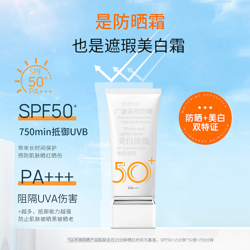 米乐独享【药监特证】敏奈尔美白防晒乳SPF50+美白隔离户外防紫外线