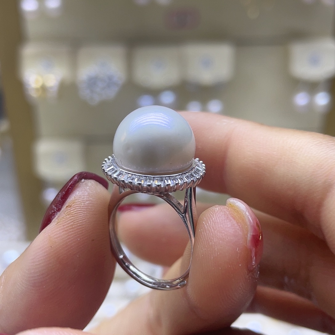 淡水珍珠戒指银S925镶嵌