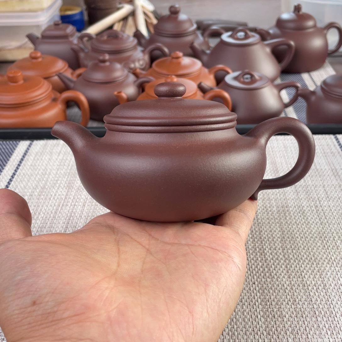 茶壶紫砂半手工老紫泥仿古壶200cc