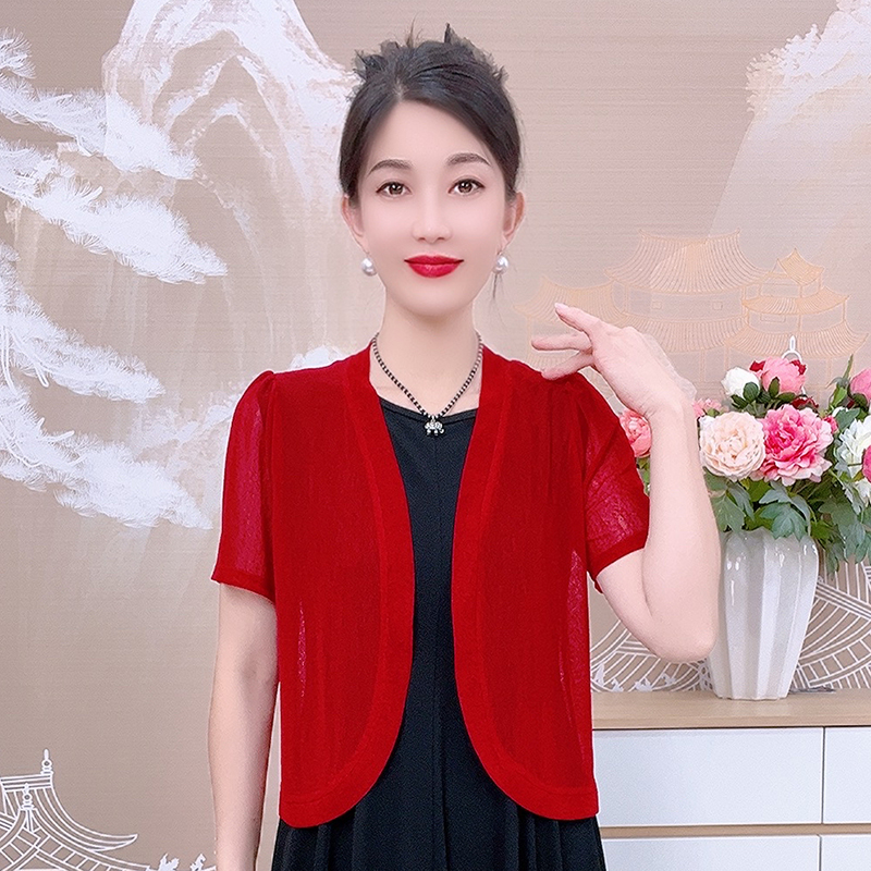 2300纯色披肩外搭女夏天短款开衫配吊带裙子防晒外套