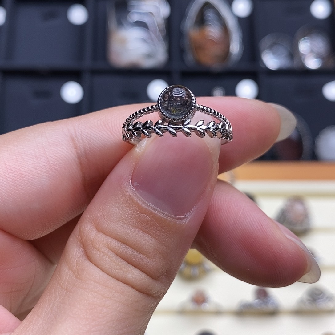 手***6水晶戒指银S925镶嵌活口