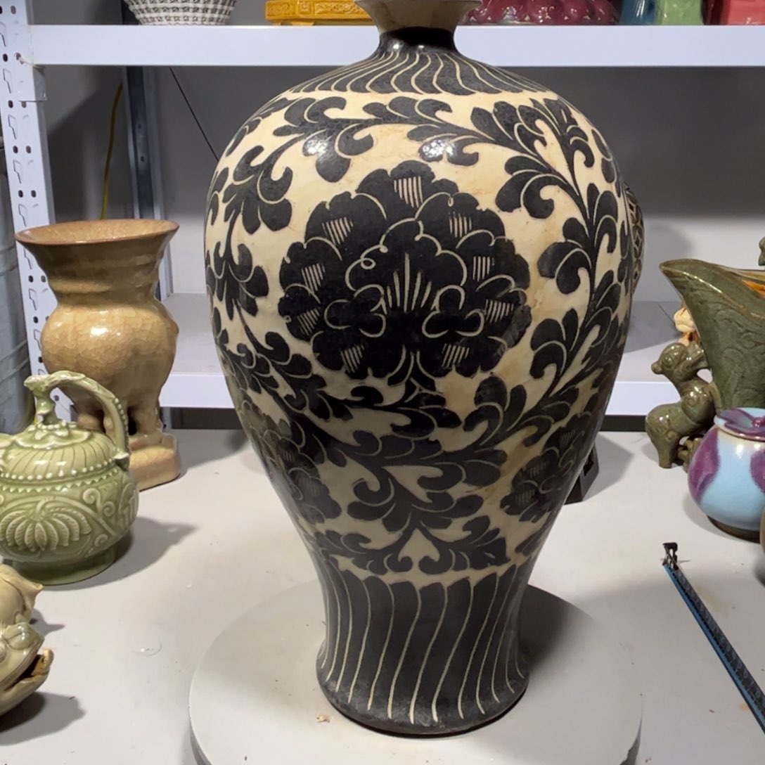 瓶胡***画磁州窑瓷器品相完美