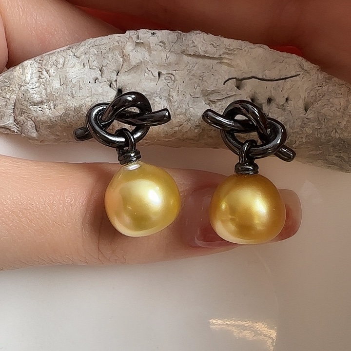 海水珍珠耳饰银S925镶嵌