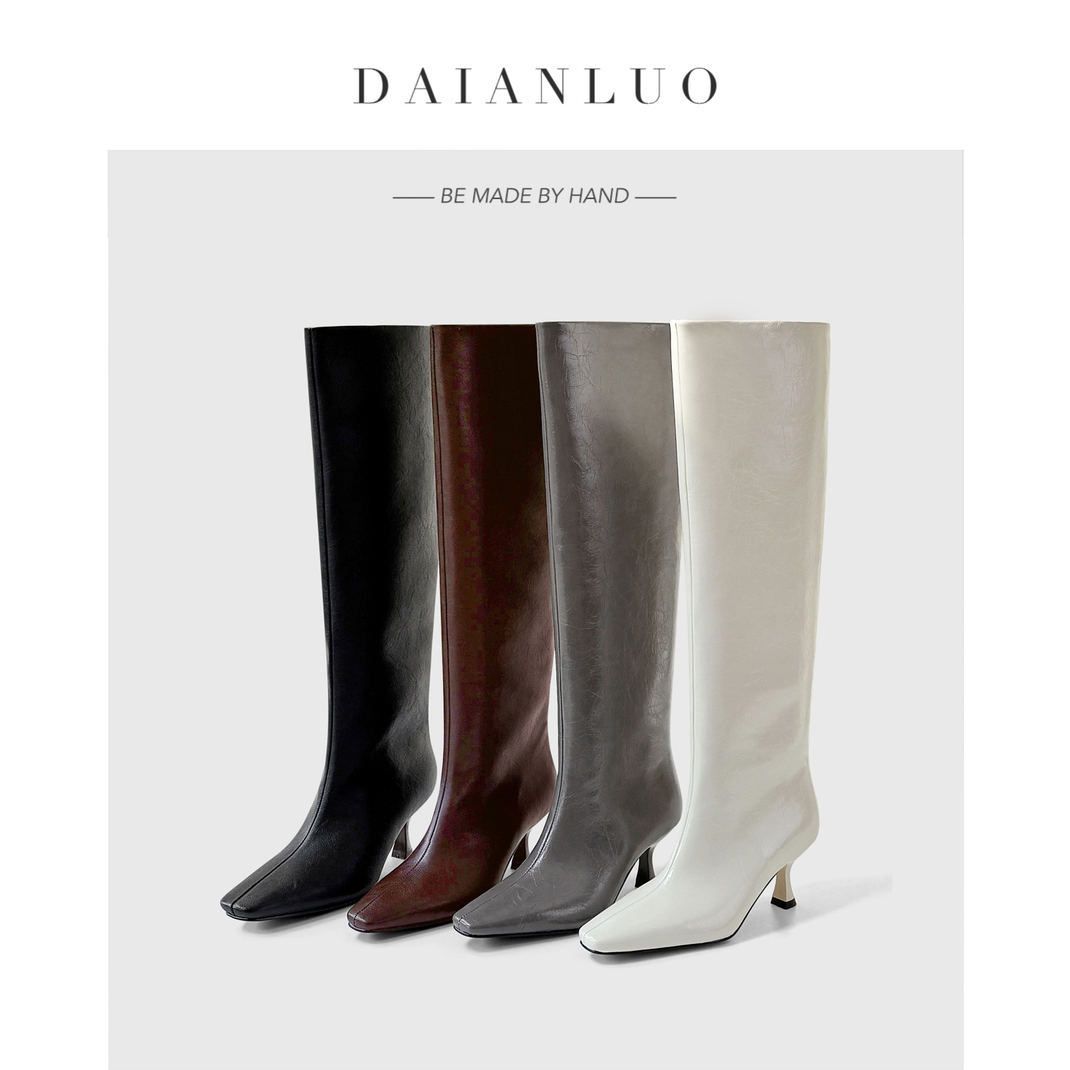 【跟高5cm】秋冬新款及膝靴高跟过膝长靴女高筒靴女细跟方头直筒靴