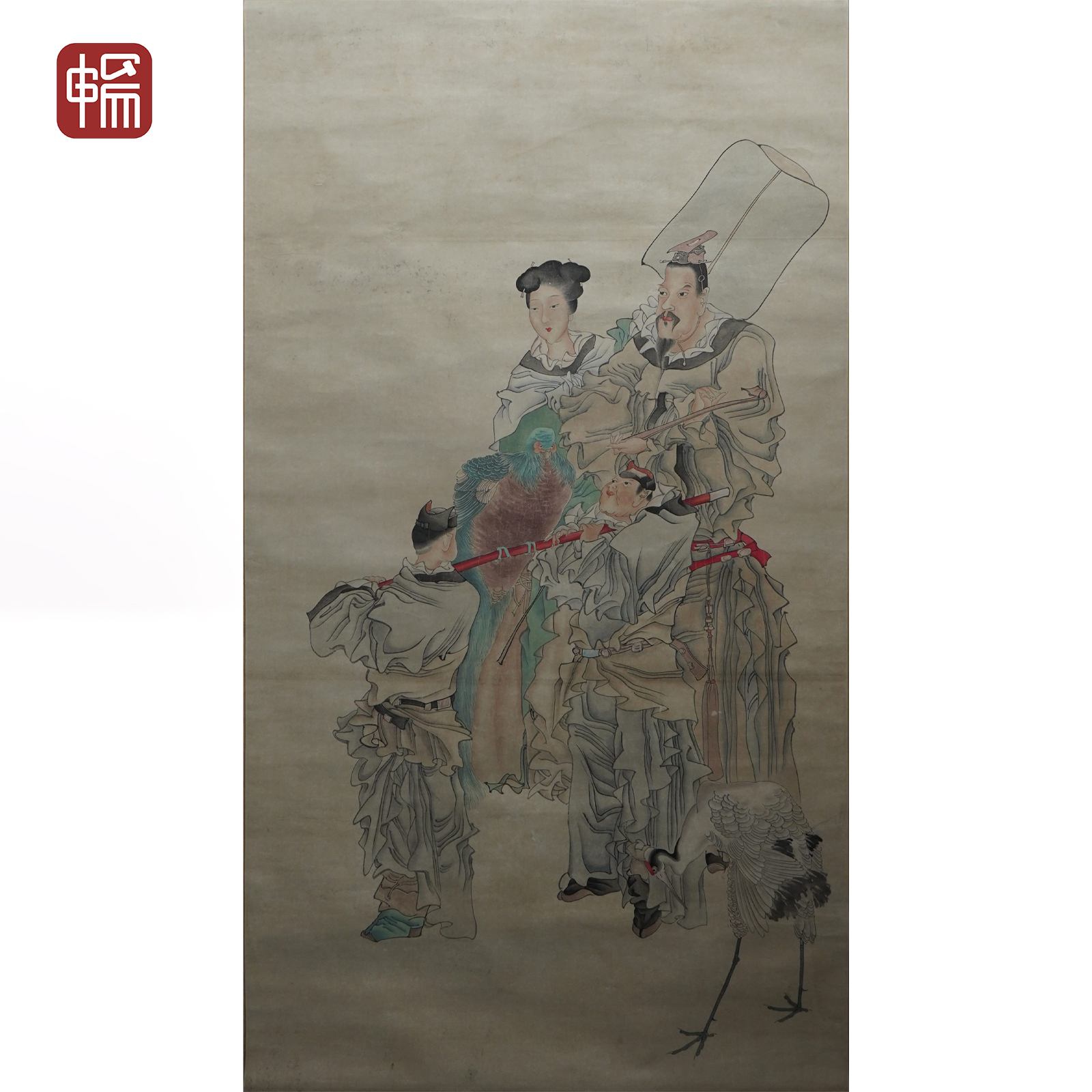 T1281 晚清《人物图》166*87（12.99平尺）纸本立轴  ZP