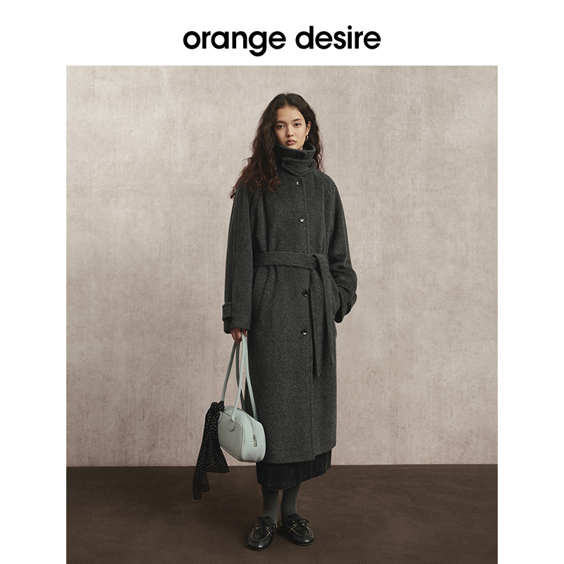 【墨云大衣】orange desire时髦两穿翻领单排扣毛呢外套OD2EWWW6030