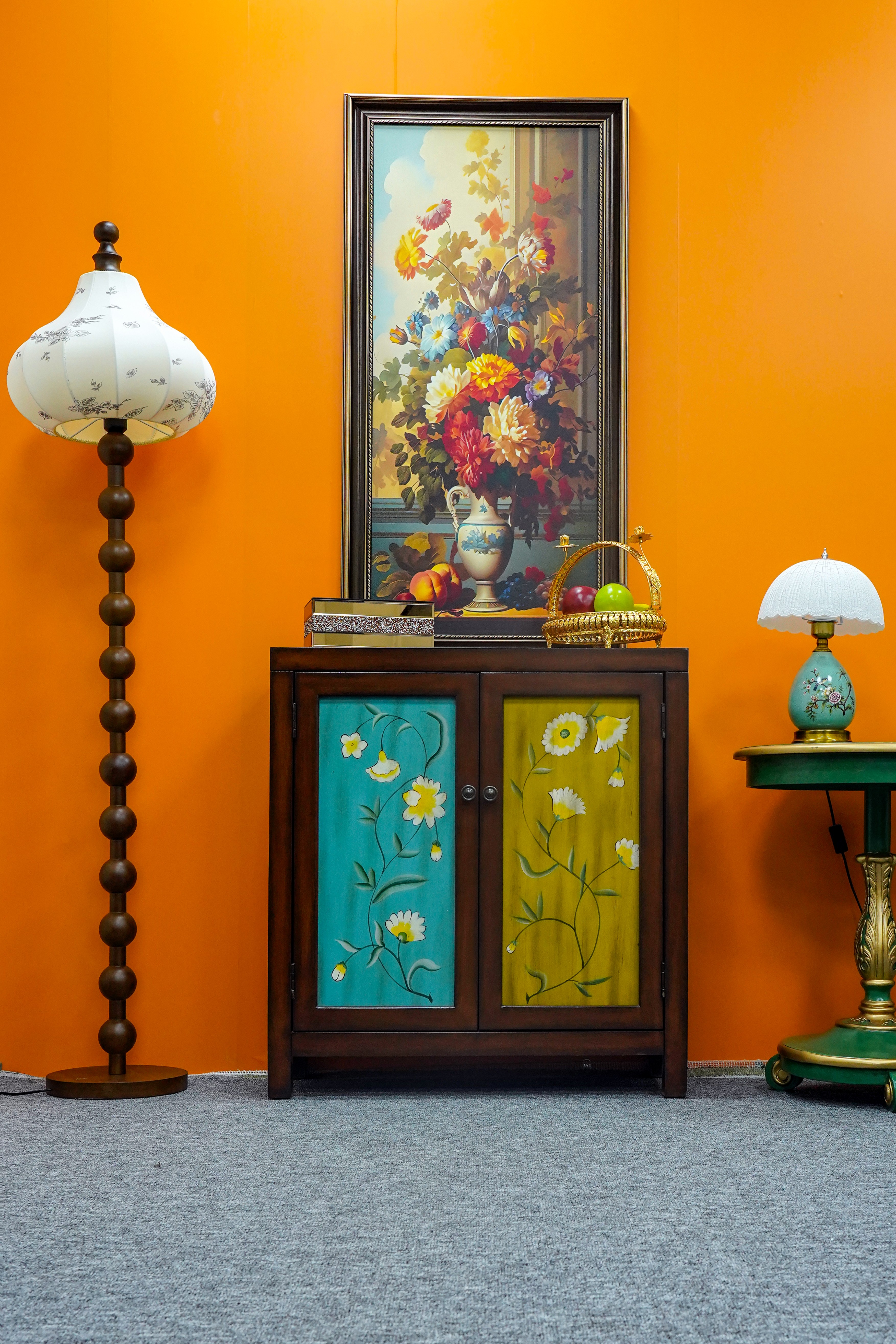 80*33.5*86美式欧式复古手绘入户门厅隔断双门柜玄关柜网红家具