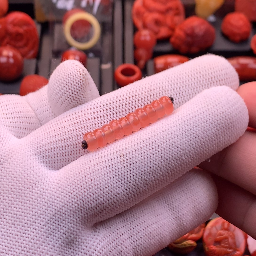 南红玛瑙未镶嵌【传仁】河湾冰红精工直切隔片6mm+一组十片
