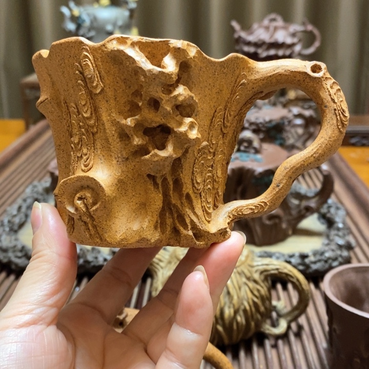 紫砂茶壶全手工制作松桩杯