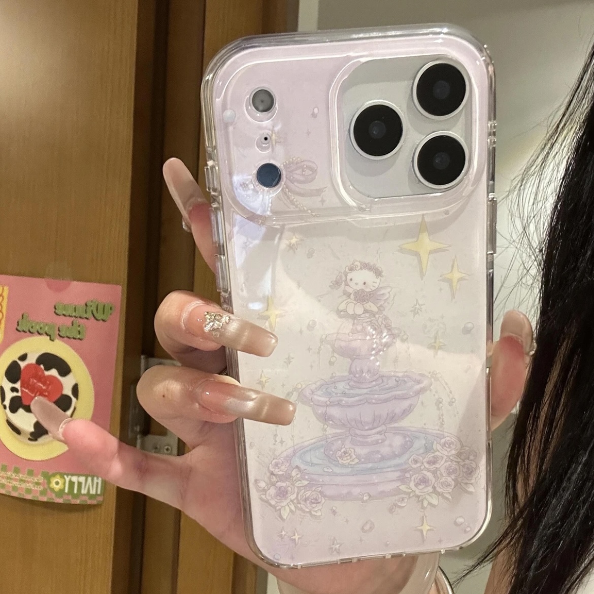 卡通紫色kitty花仙子许愿池适用苹果17promax手机壳iphone16pro15