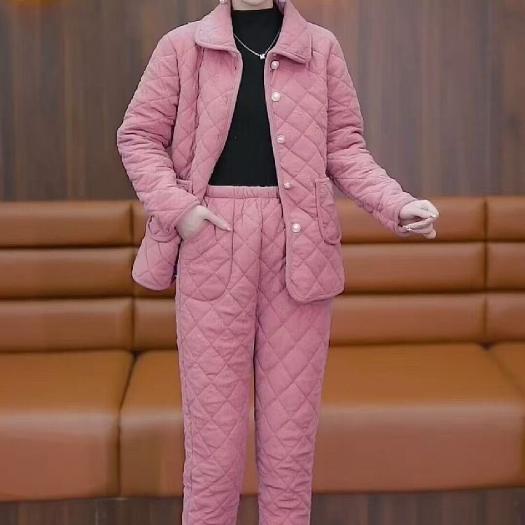 妈妈装百搭棉衣棉裤两件套冬季2025新款X时尚保暖家居服减龄套装