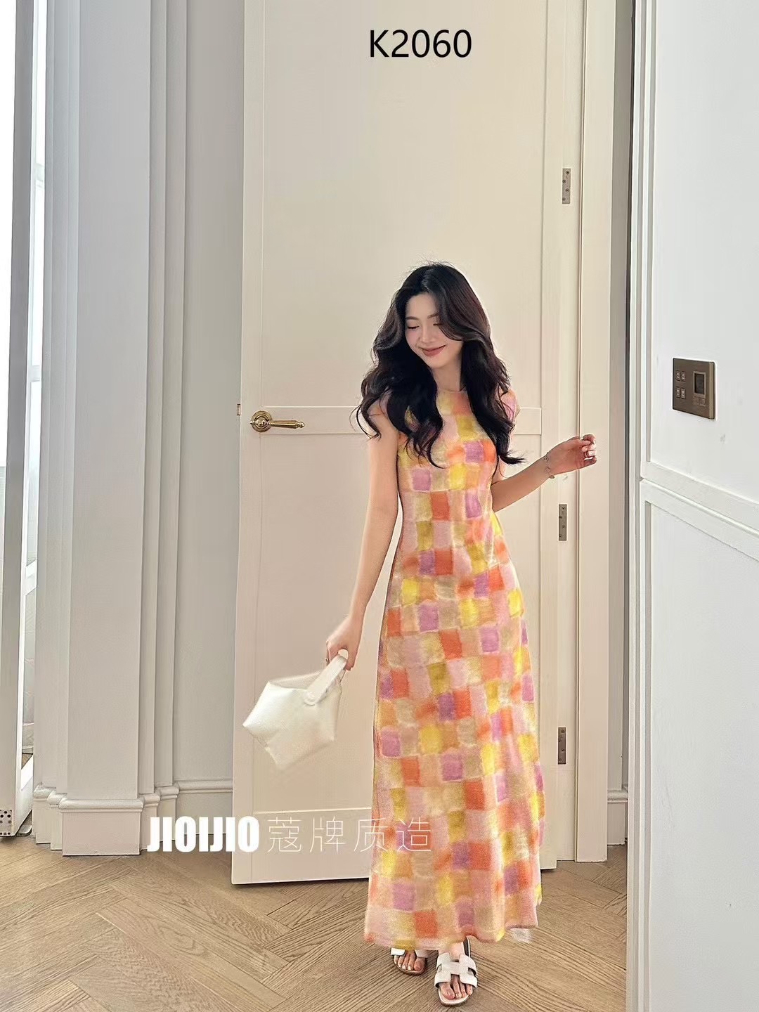 桑蚕丝印花圆领连衣裙复古显瘦茶歇裙甜美裙子