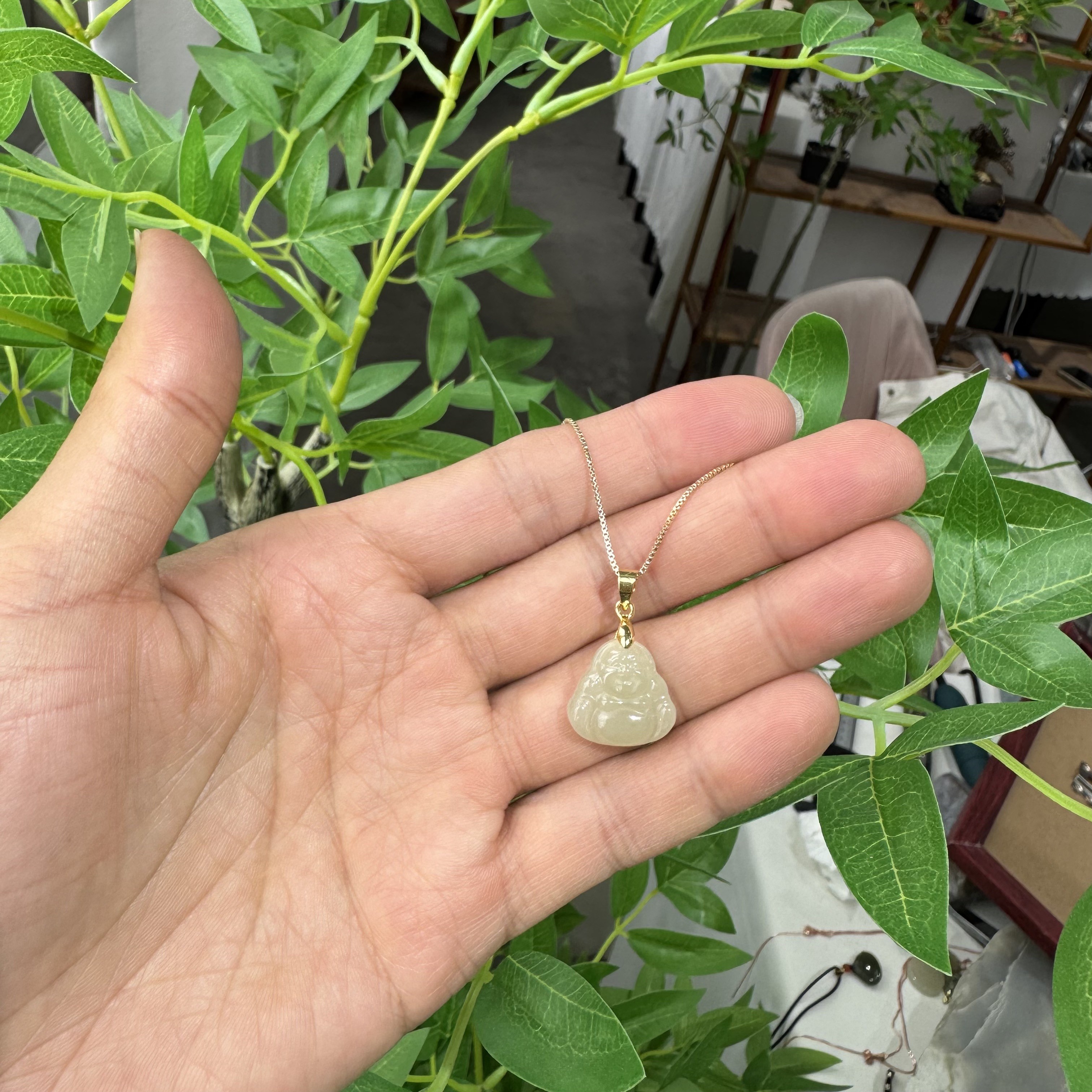 和田玉晴水精致小佛公吊坠16mm  珠宝玉石 玉质  温润  细腻 