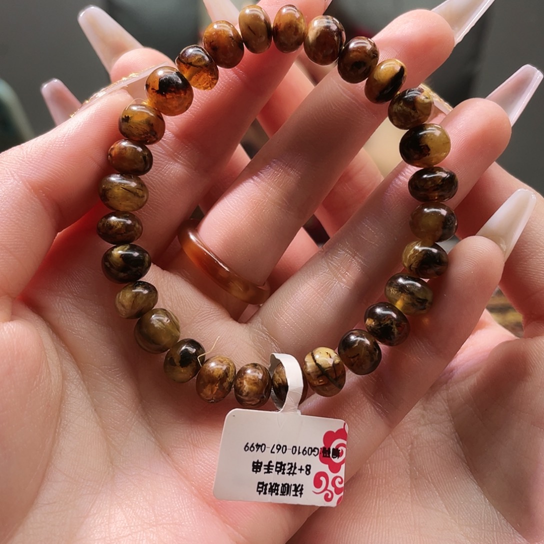 琥珀未镶嵌裸石抚顺琥珀8➕手串蜜蜡
