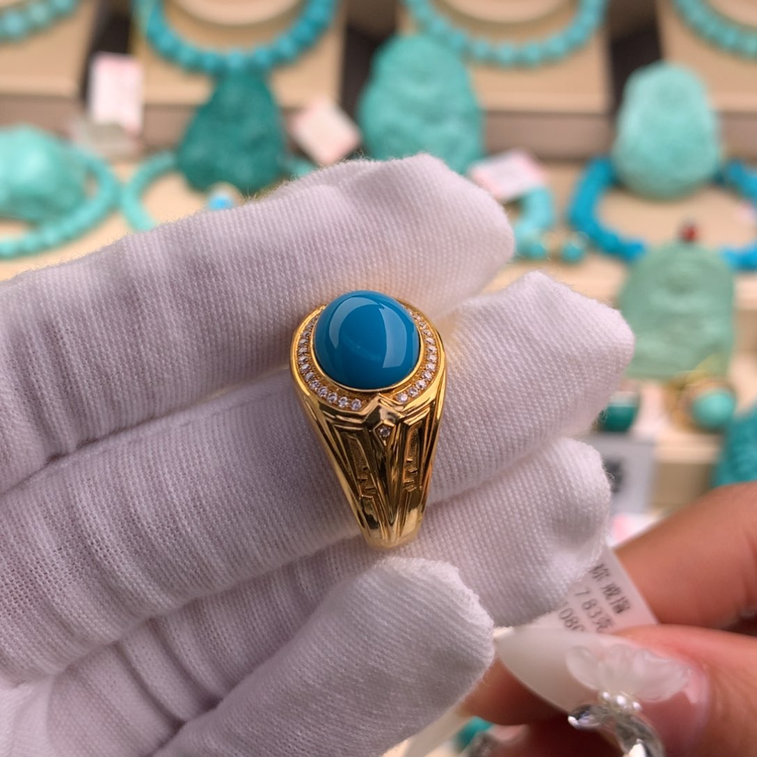 绿松石珠宝奇石18K金镶嵌