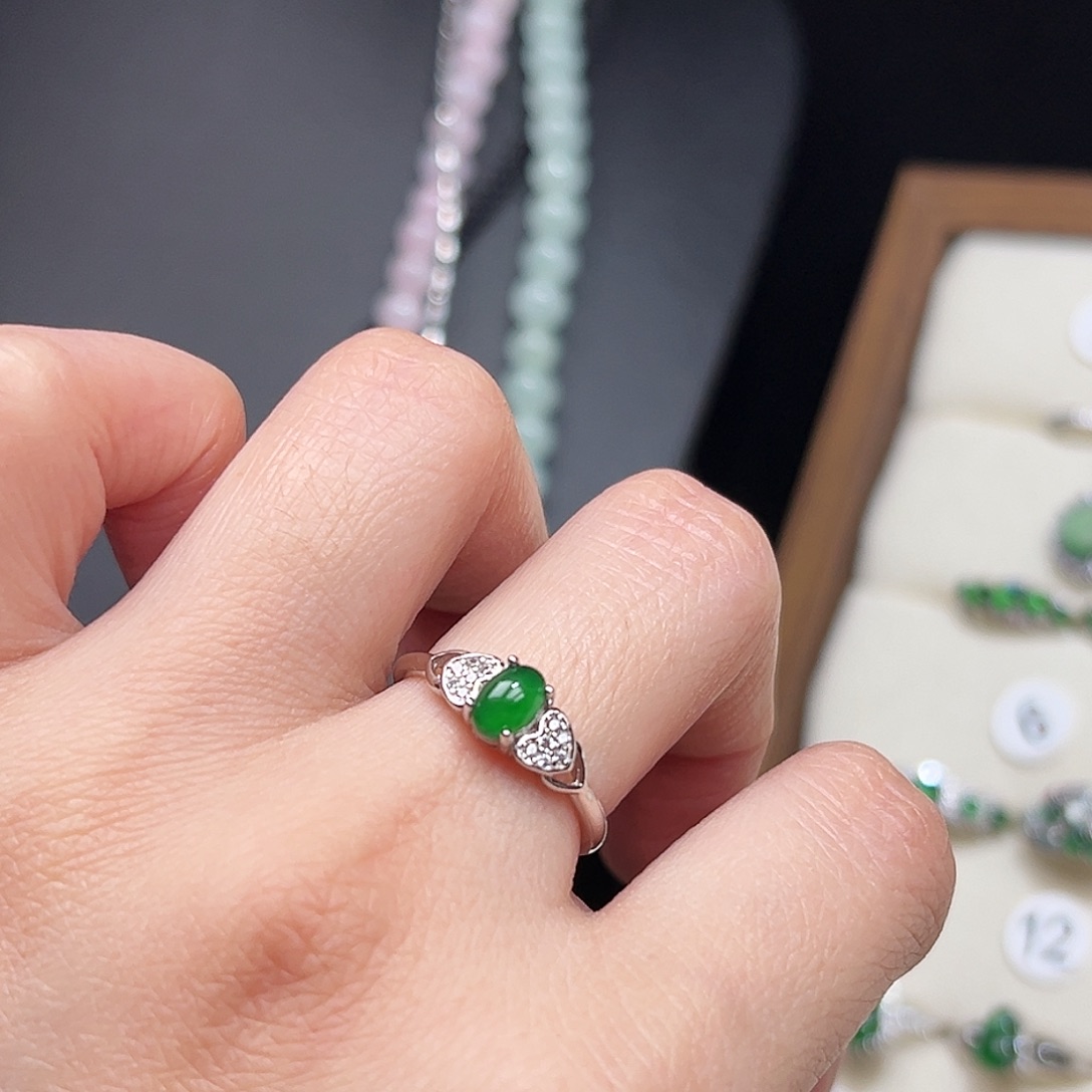 翡翠银S925镶嵌戒指30