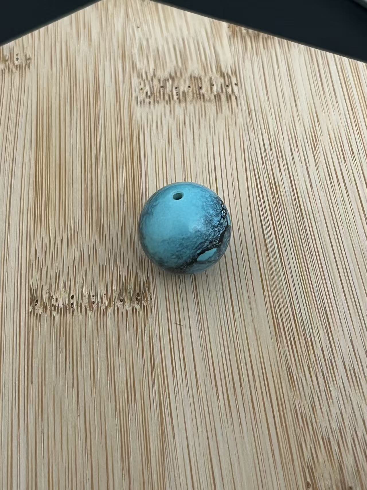 湖北天然原矿绿松石雾霾蓝圆珠配件