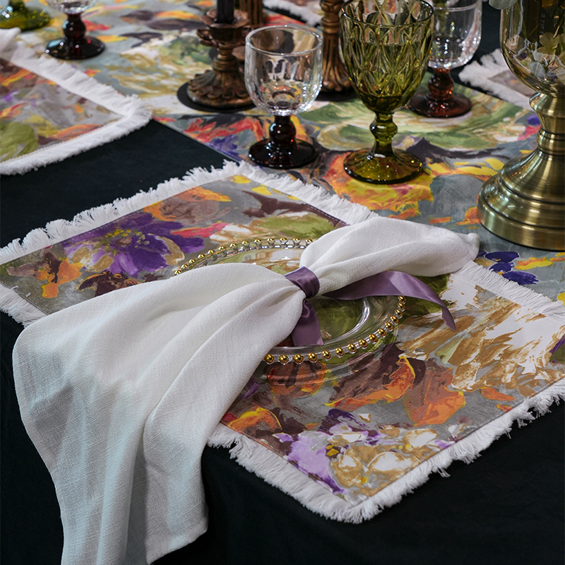 法式复古高级氛围感防水隔热印花餐垫