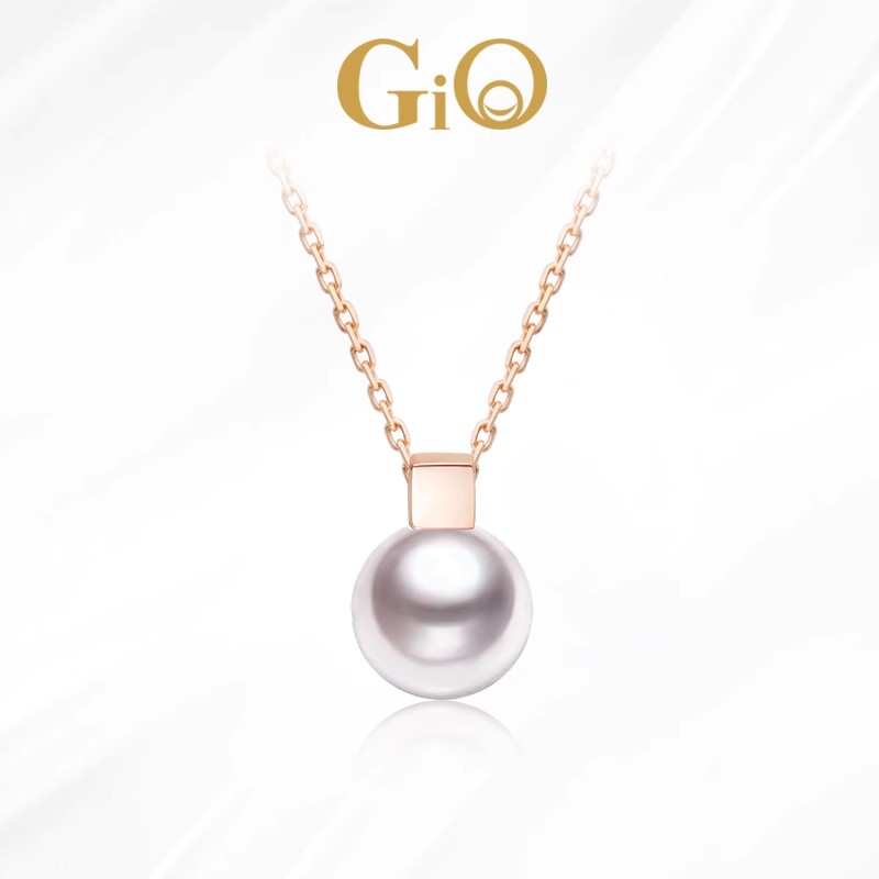GiO珠宝 海水Akoya珍珠吊坠18K金小方块项链坠女颈链简约时尚