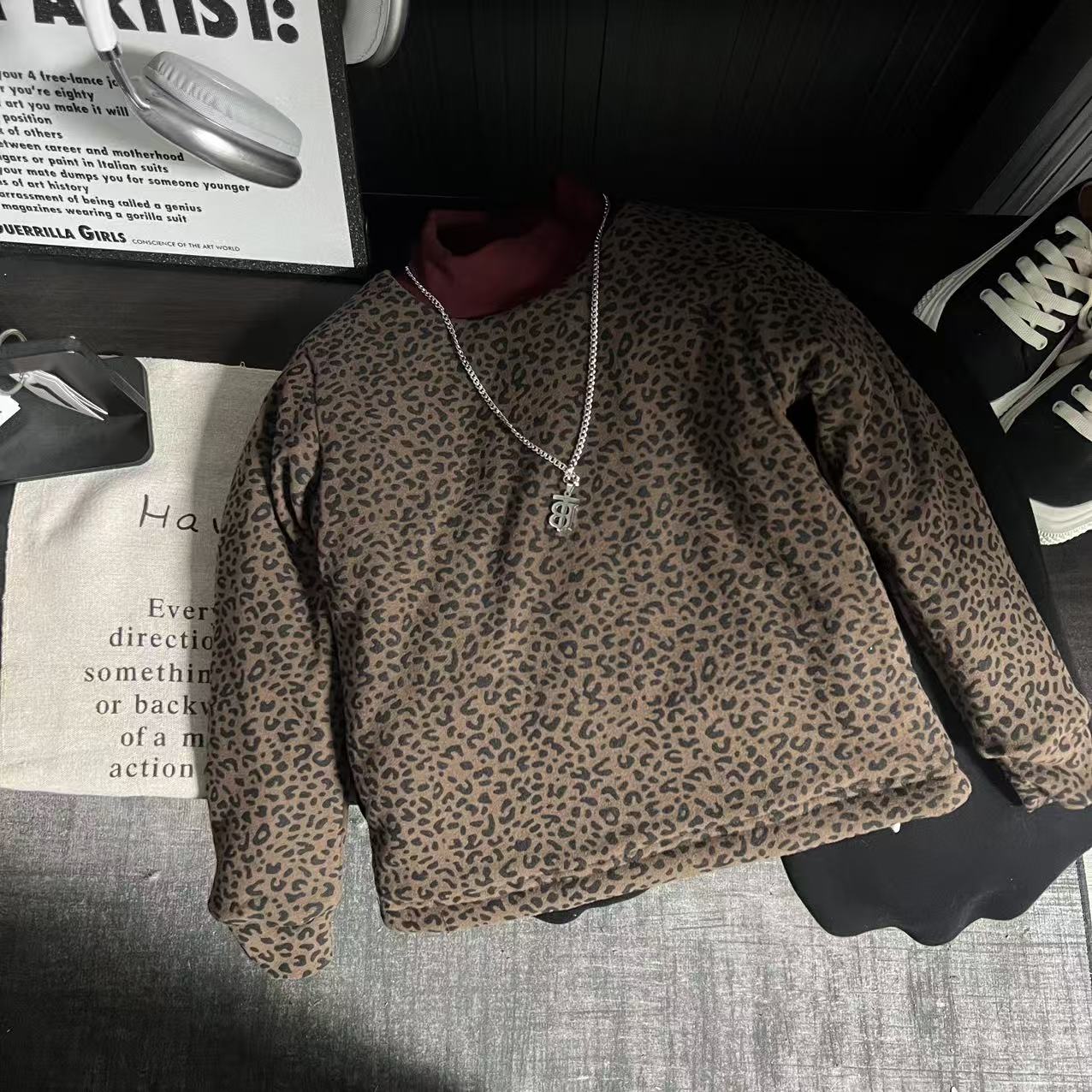 K629儿童圆领豹纹卫衣