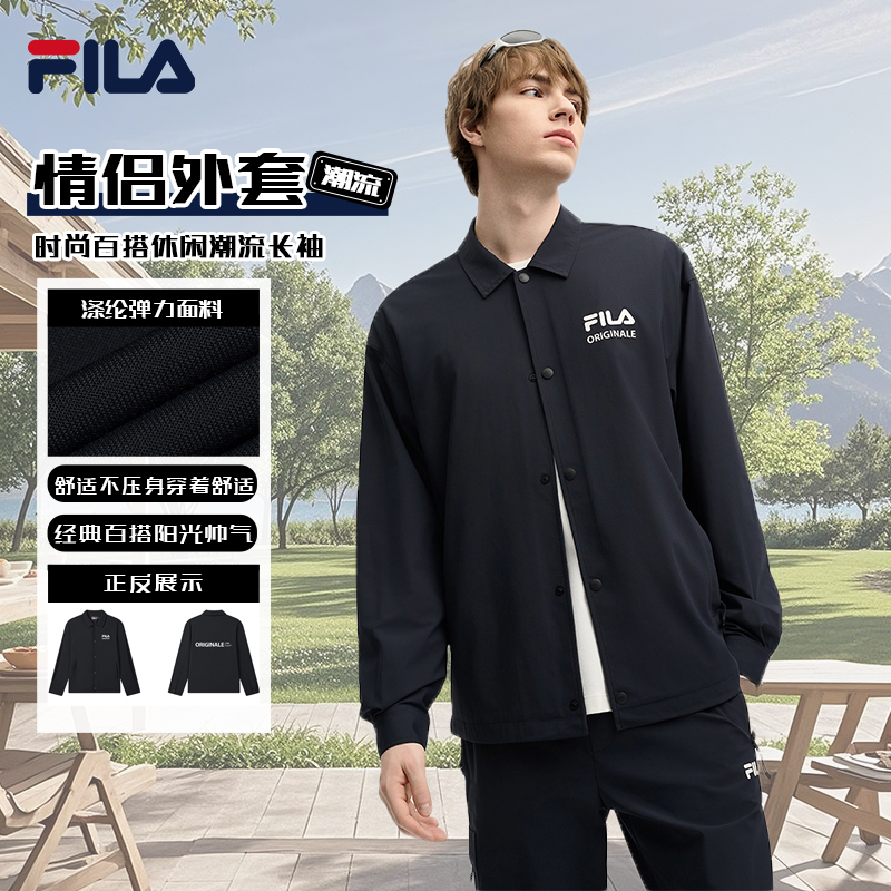 FILA斐乐情侣春装时尚百搭休闲宽松长袖潮流衬衫外套F11M519501F