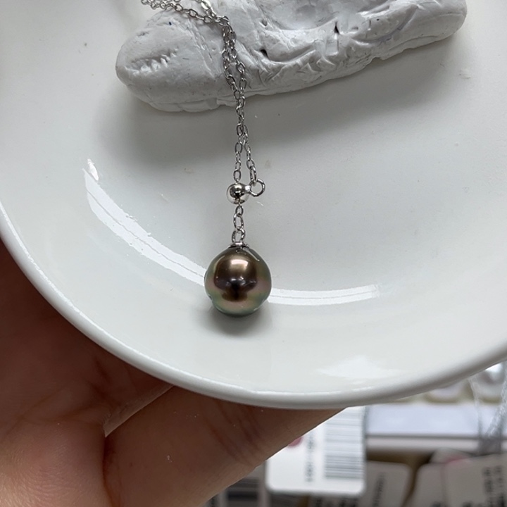银S925镶嵌套链海水珍珠8-9mm76号