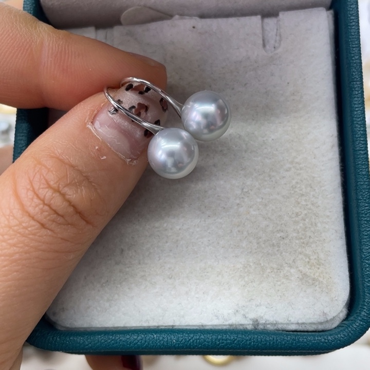 海水珍珠耳饰银S925镶嵌