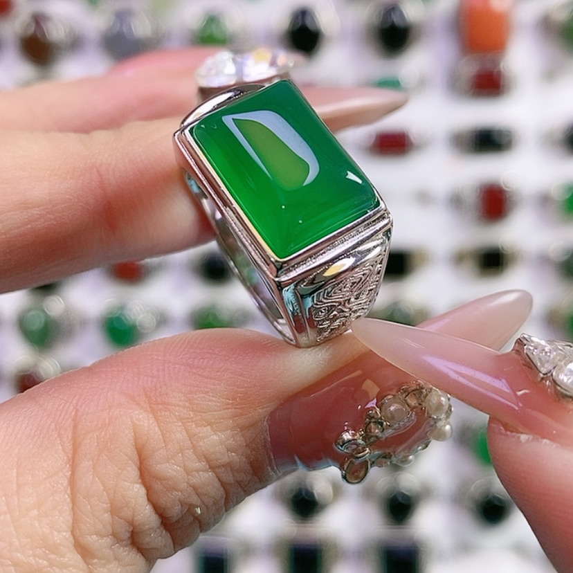 【闪购商品】银S925镶嵌戒指玛瑙/玉髓