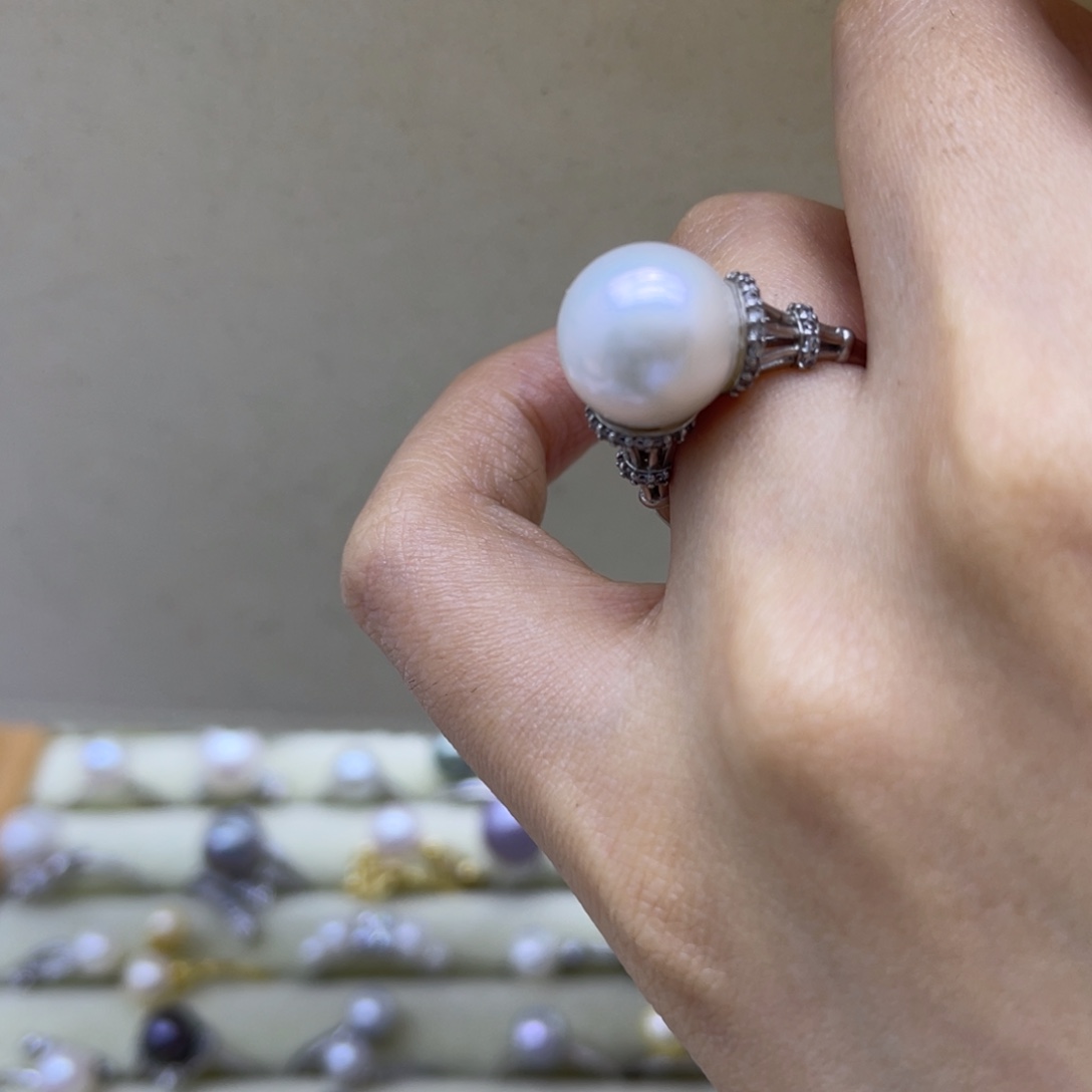 戒指淡水珍珠银S925镶嵌